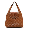 Lambskin Quilted Shoulder Bag Brown
