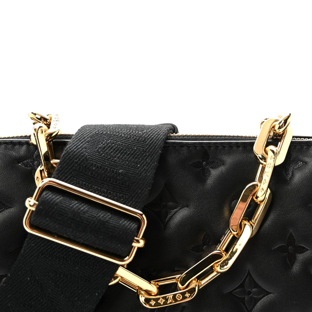 Lambskin Embossed Monogram Coussin PM Black