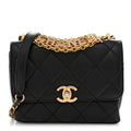 Lambskin Quilted Mini CC Crystal Logo Chain Flap Black