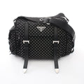 Prada Studs Nylon Leather Shoulder Bag