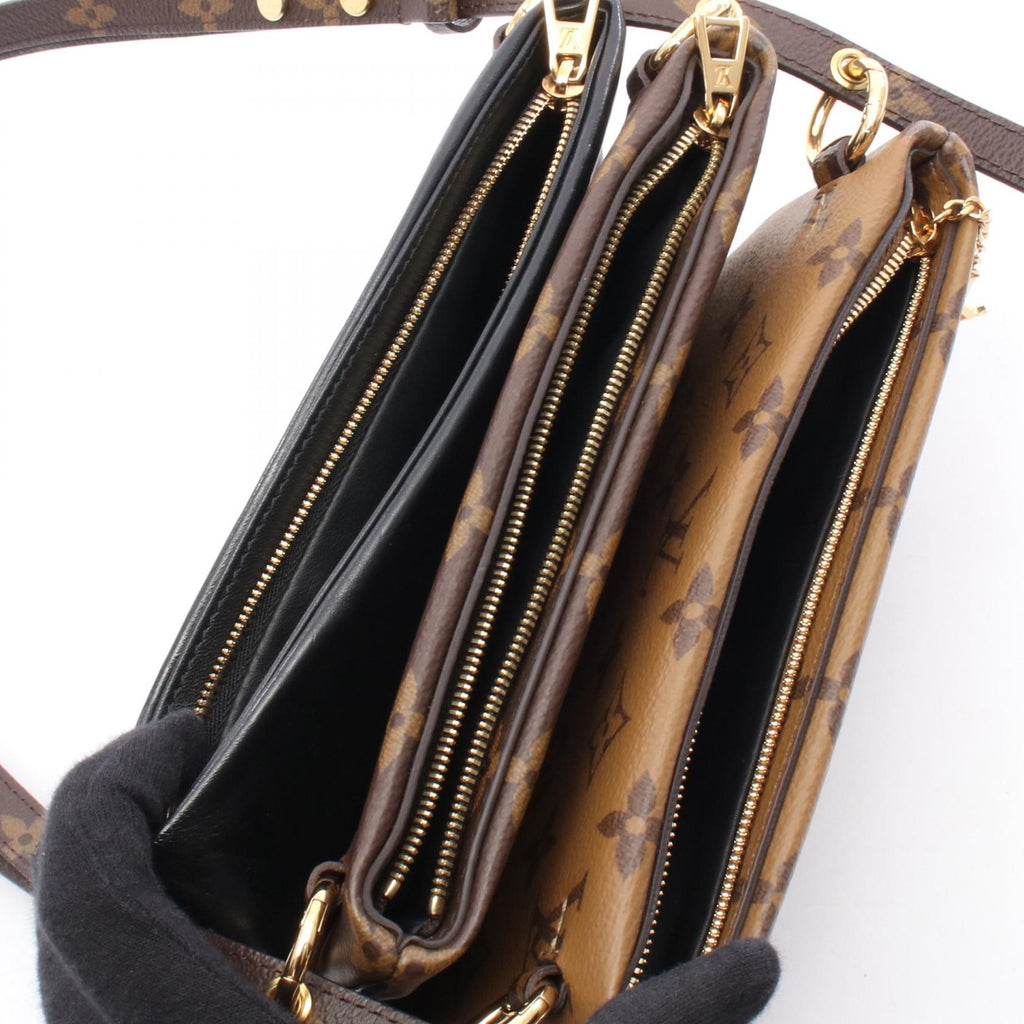 Louis Vuitton Pochette LV 3 Monogram Reverse Coated Canvas Lamb Leather Shoulder Bag