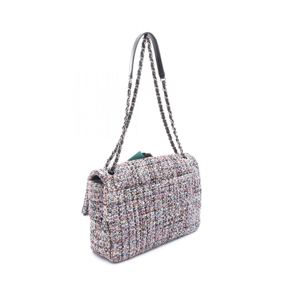 Chanel Camellia Fabric Leather Shoulder Bag