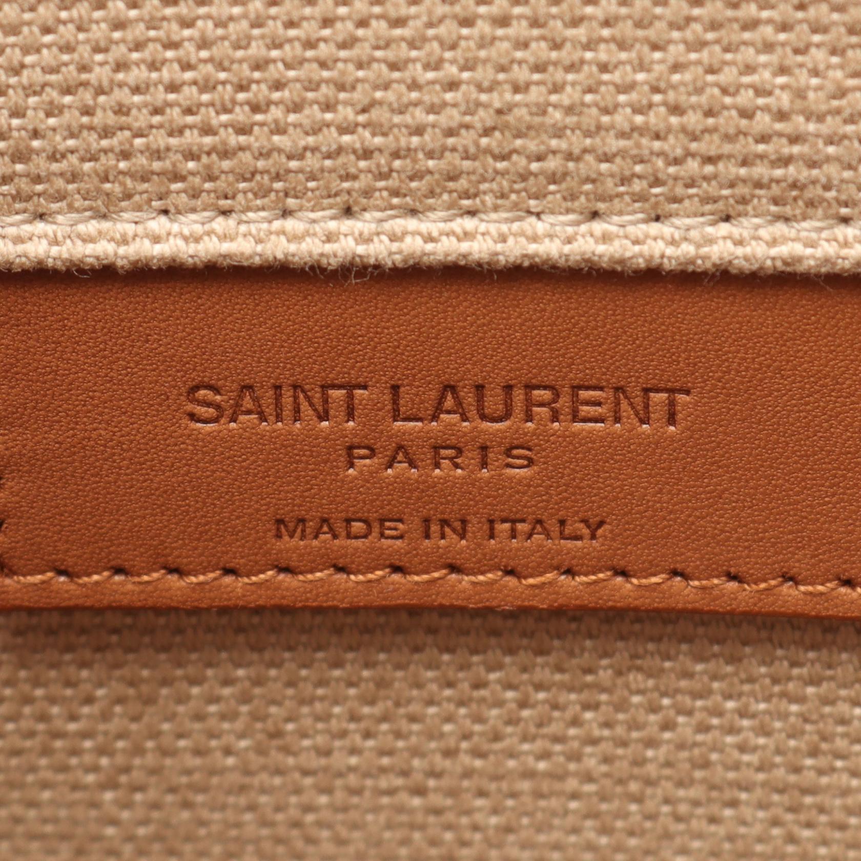 Saint Laurent Sac de Jour Thin Large Canvas Leather Tote Bag