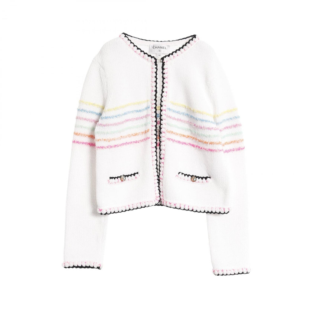 Chanel Coco Mark Button Cotton Nylon Knit Cardigan