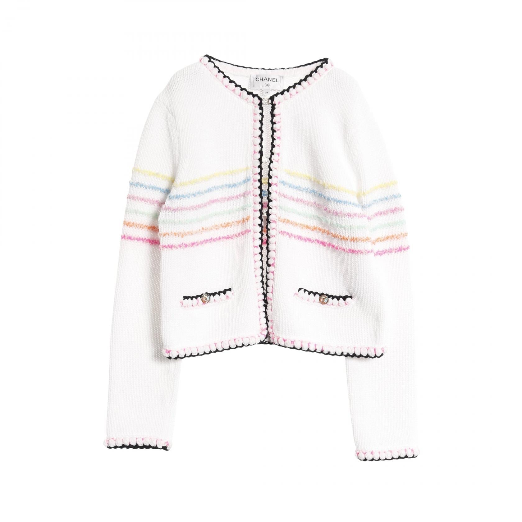 Chanel Coco Mark Button Cotton Nylon Knit Cardigan