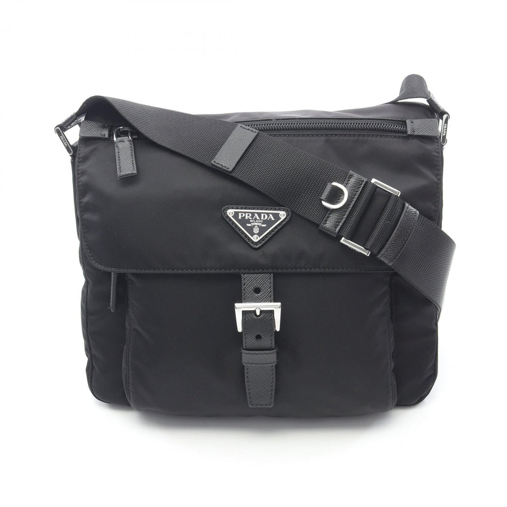 Prada VELA Nylon Saffiano Leather Shoulder Bag