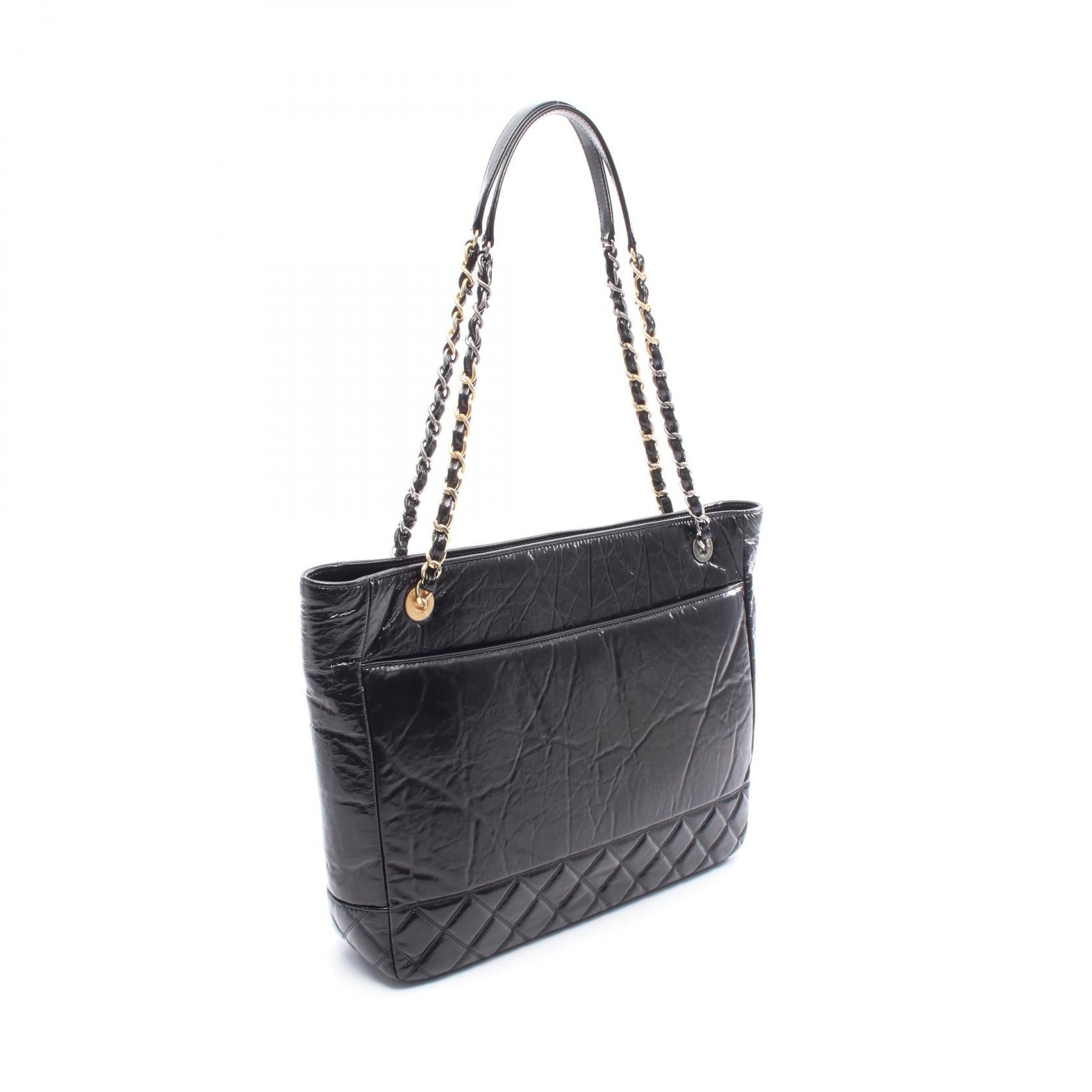 Chanel Matelassé Patent Leather Shiny Aged Calfskin Tote Bag