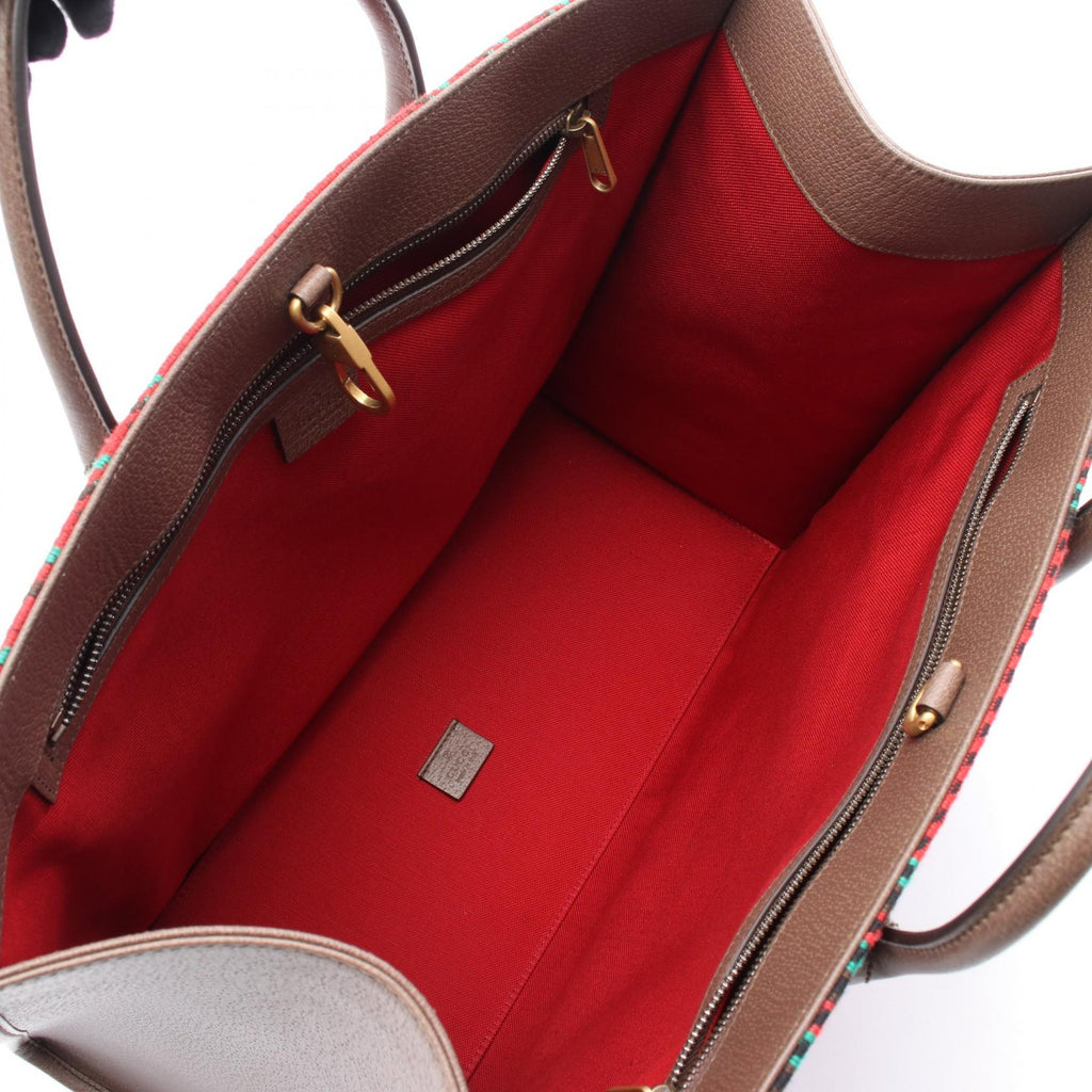 Gucci Interlocking G Fabric Leather Tote Bag