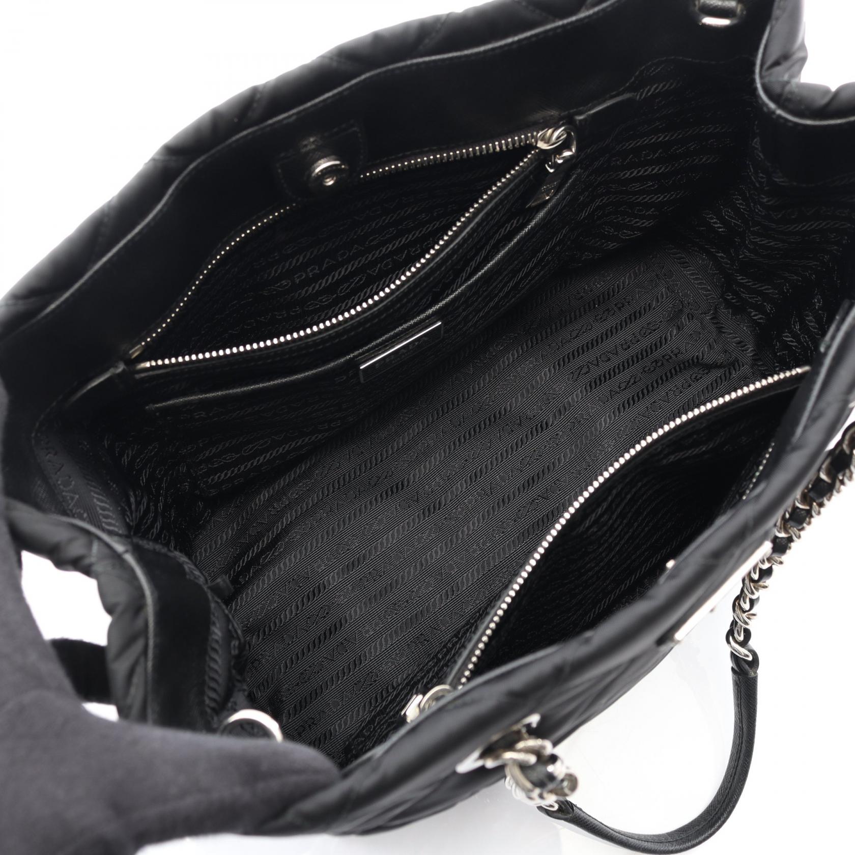 Prada TESSUTO IMPUNTU Nylon Saffiano Leather 2way Tote Bag