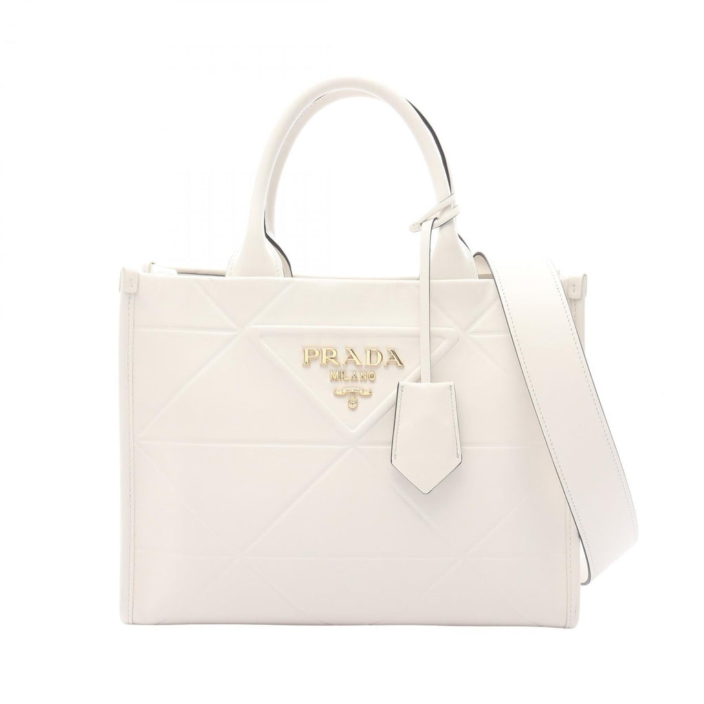 Prada Symbol Topstitch Soft Calf Tote Bag