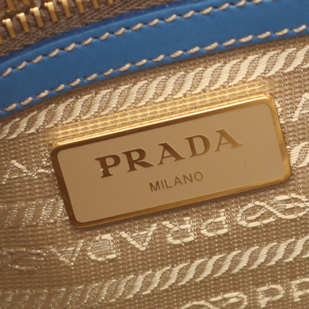 Prada LOGO JACQUARD Canvas Leather Shoulder Bag