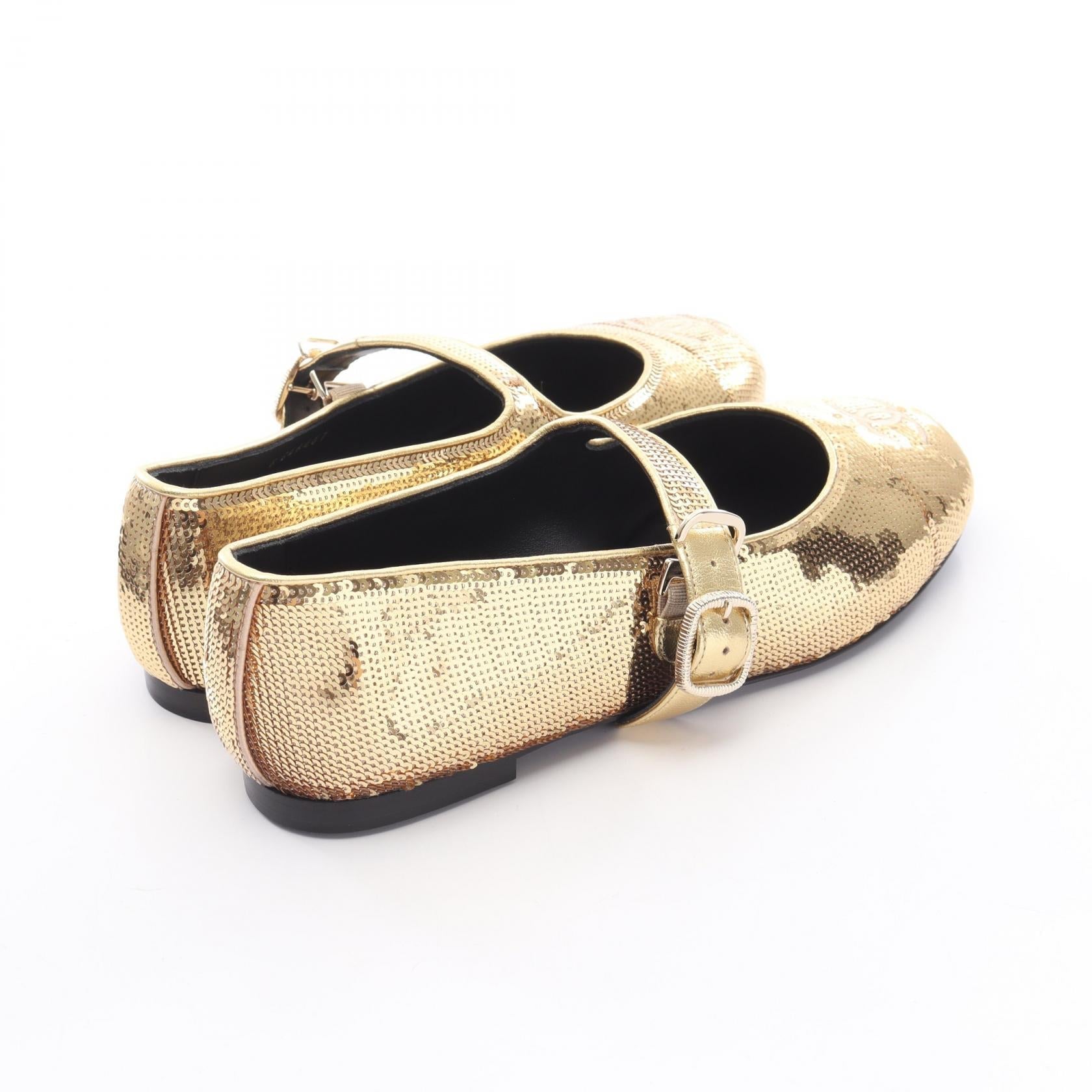Chanel Coco Mark Leather Sequin Mary Jane Shoes