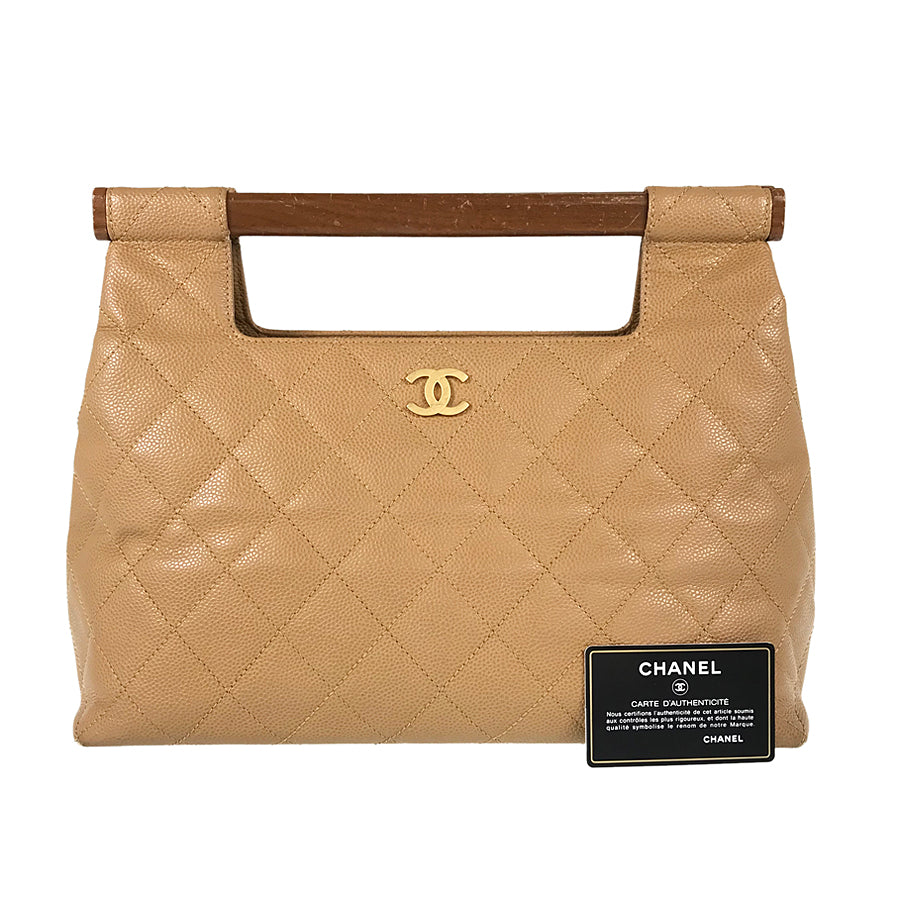 CHANEL Matelasse Wood handle Hand bag