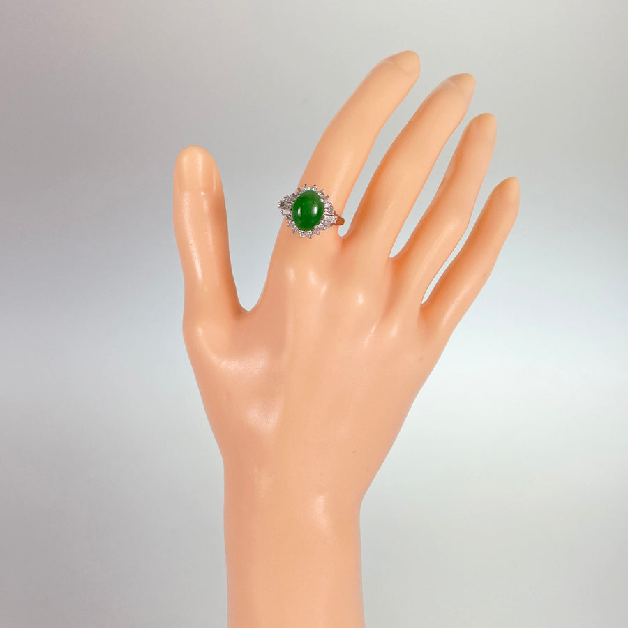 Ring Platinum jade diamond