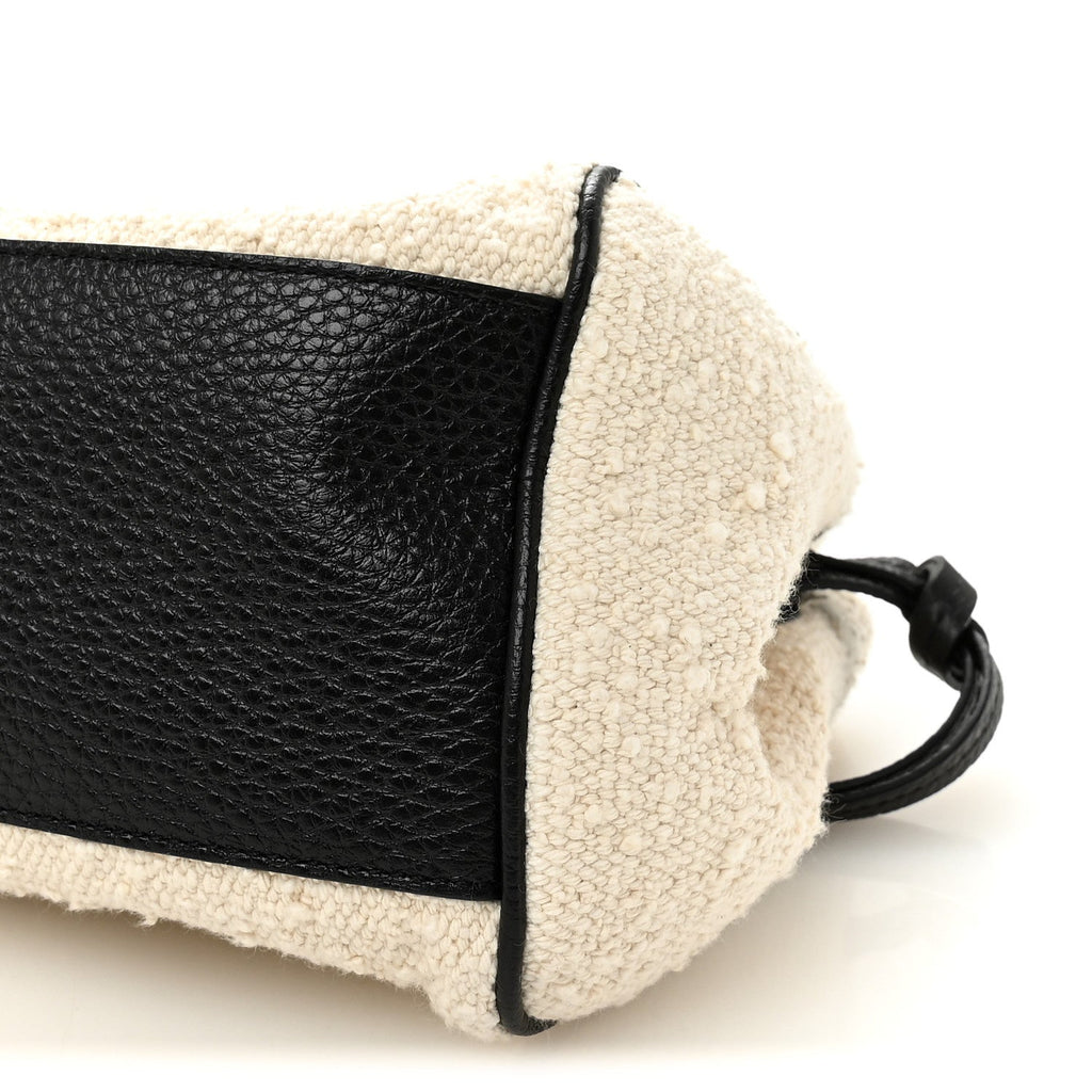 Grained Calfskin Boucle Urban Essentials Small Shopping Bag Black Ivory