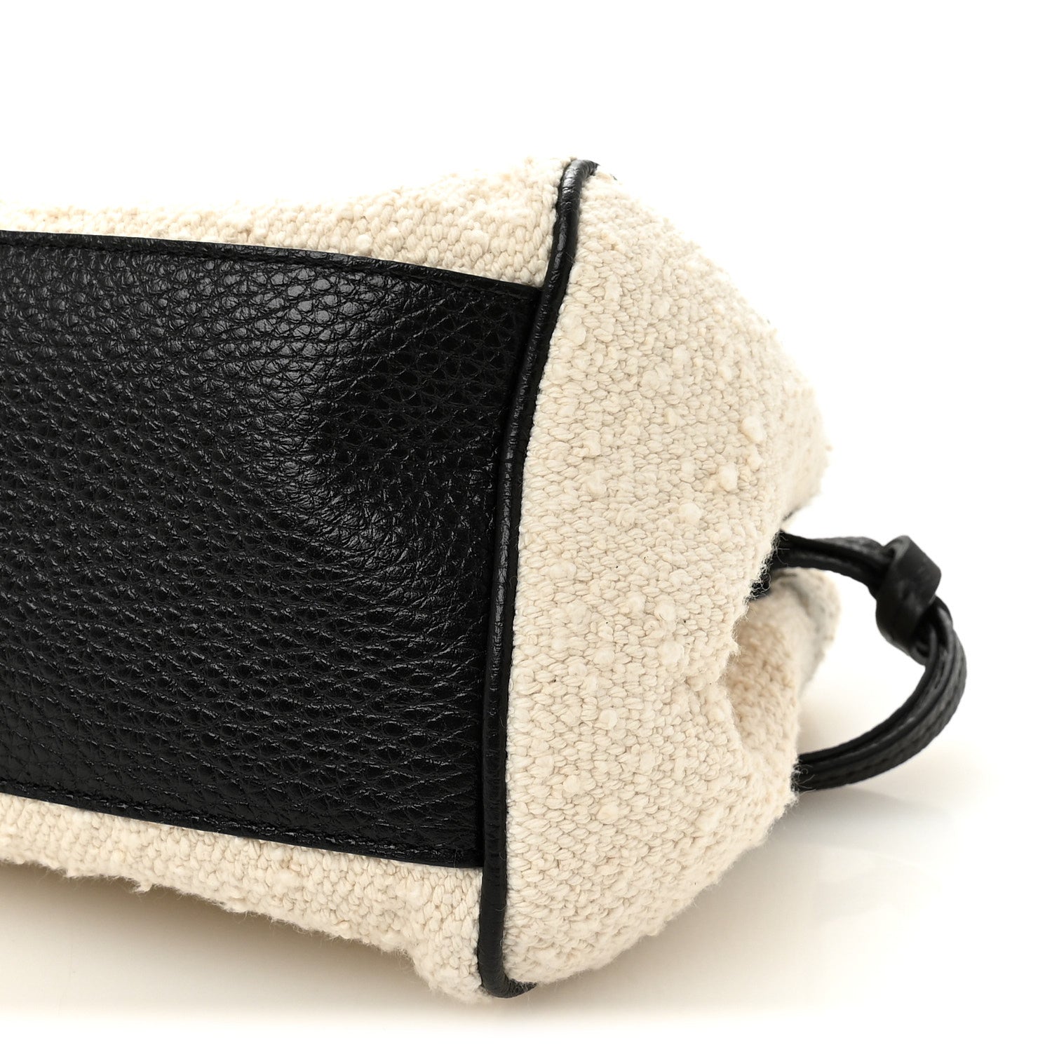 Grained Calfskin Boucle Urban Essentials Small Shopping Bag Ecru Black