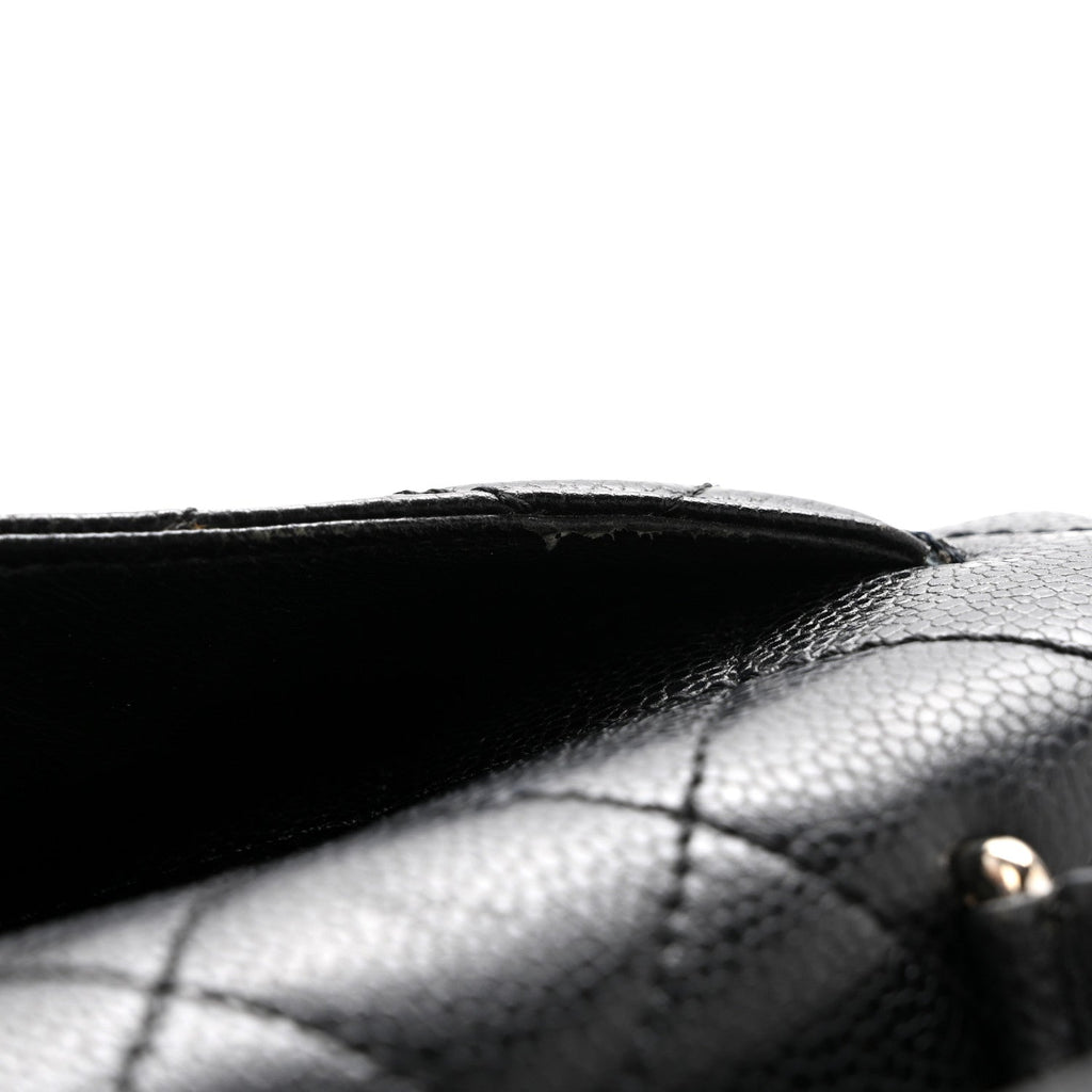 Caviar Quilted Jumbo Kelly Flap Black