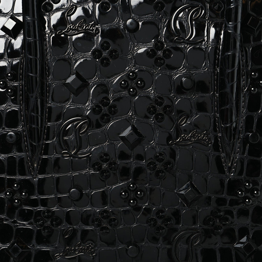 Calfskin Crocodile Embossed Studded Medium Paloma S Black