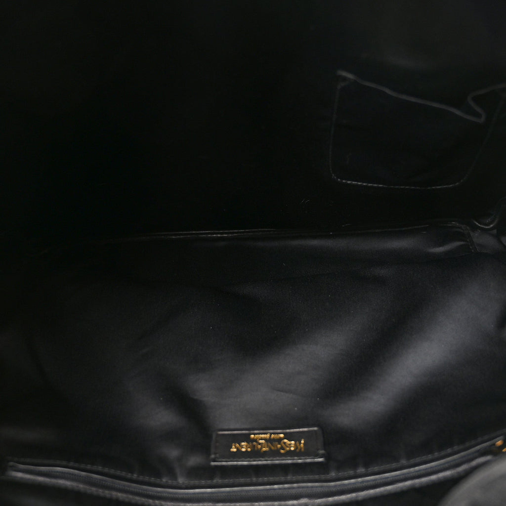 Textured Patent Y-Mail Tote Black