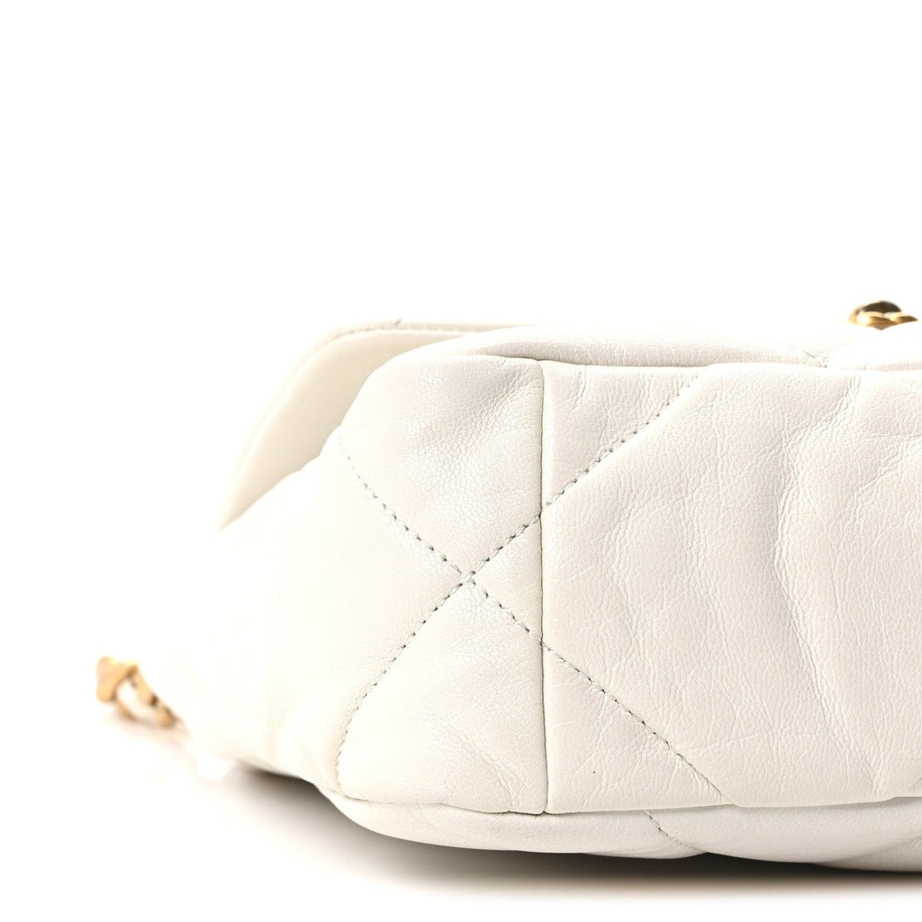 Goatskin Quilted Medium Chanel 19 Flap White
