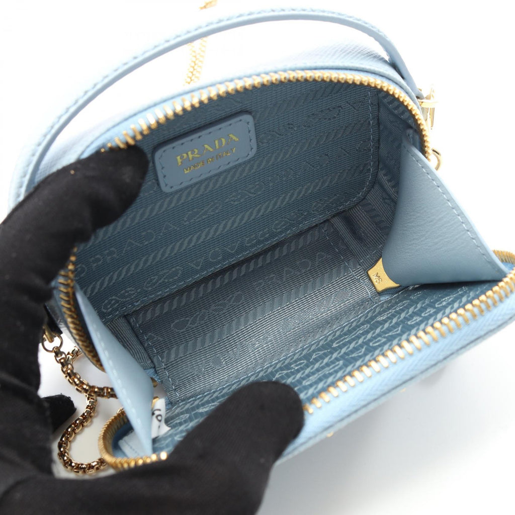 Prada Saffiano Triangle Mini Pouch Saffiano Leather Shoulder Bag