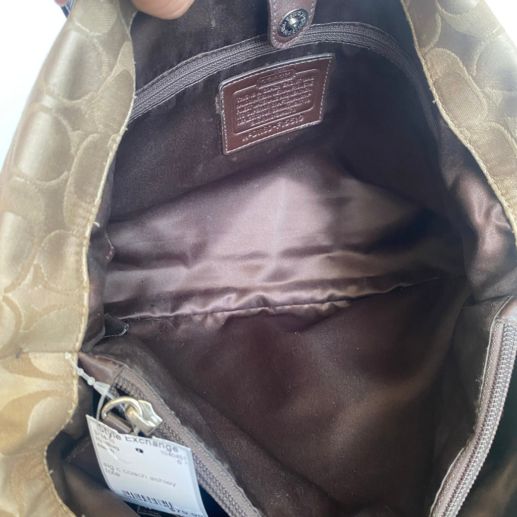COACH Ashley Signature C Satchel Khaki/ Mahogany Handbag