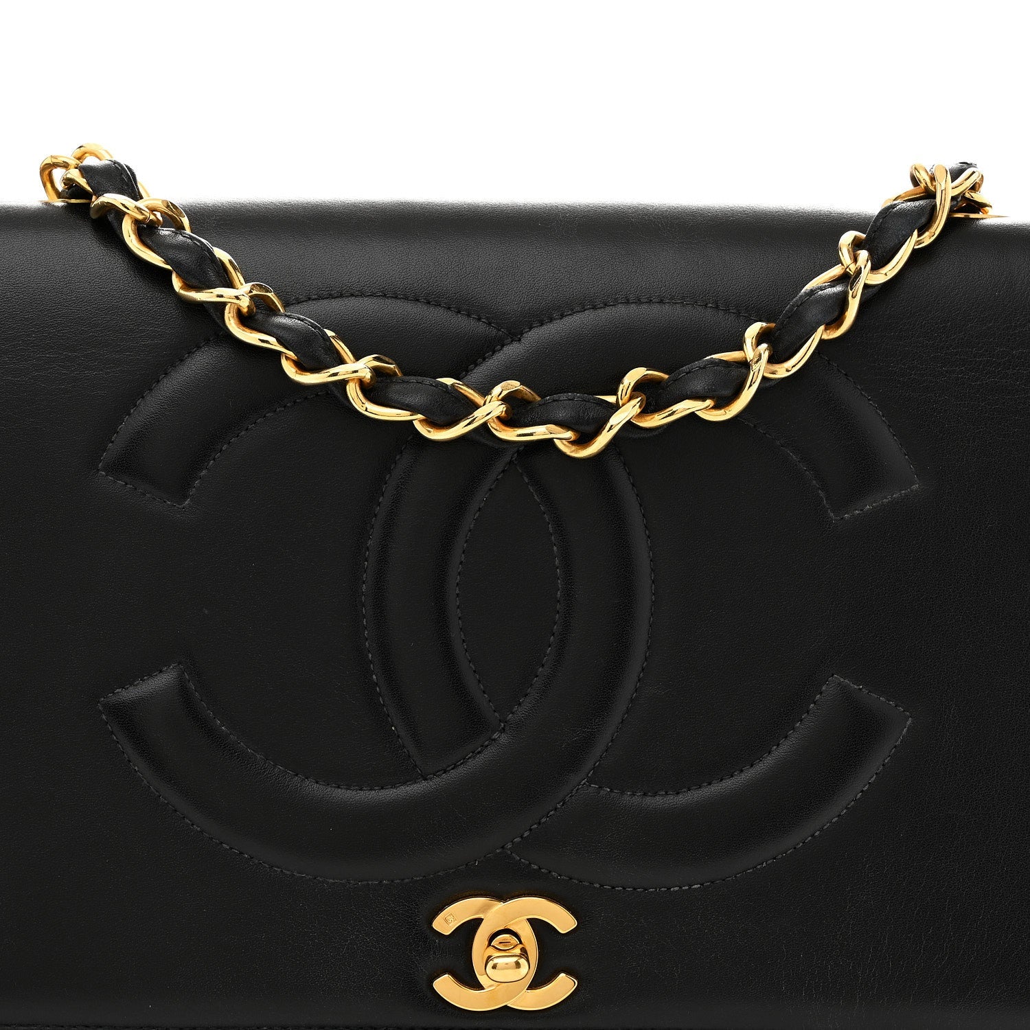 Lambskin Quilted CC Maxi Jumbo Single Flap Black