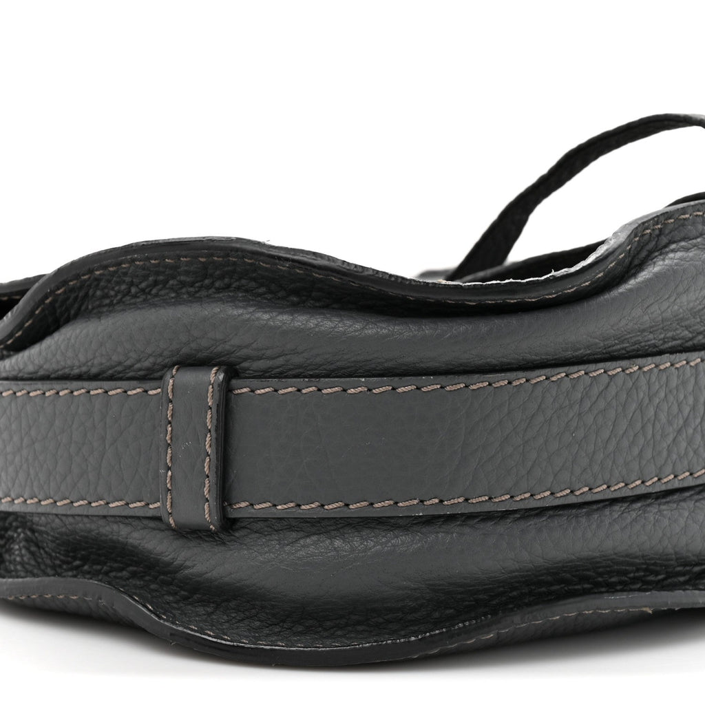Grained Calfskin Medium Marcie Saddle Bag Iron Grey