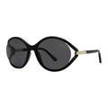 Tom Ford Sunglasses Geometric Semi Rim, Shiny Black Frame and Smoke Lens FT109001A