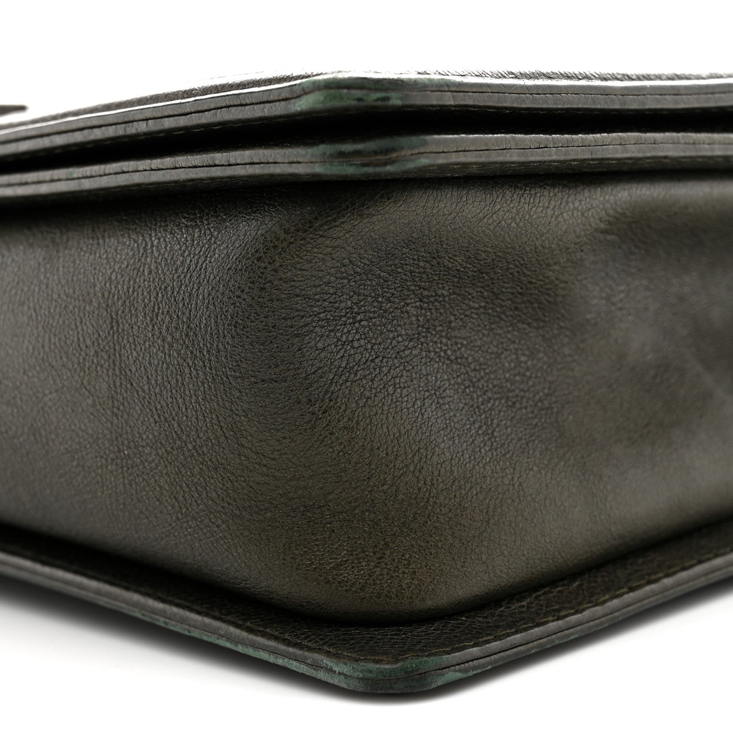 Calfskin Quilted Large Boy Flap Green