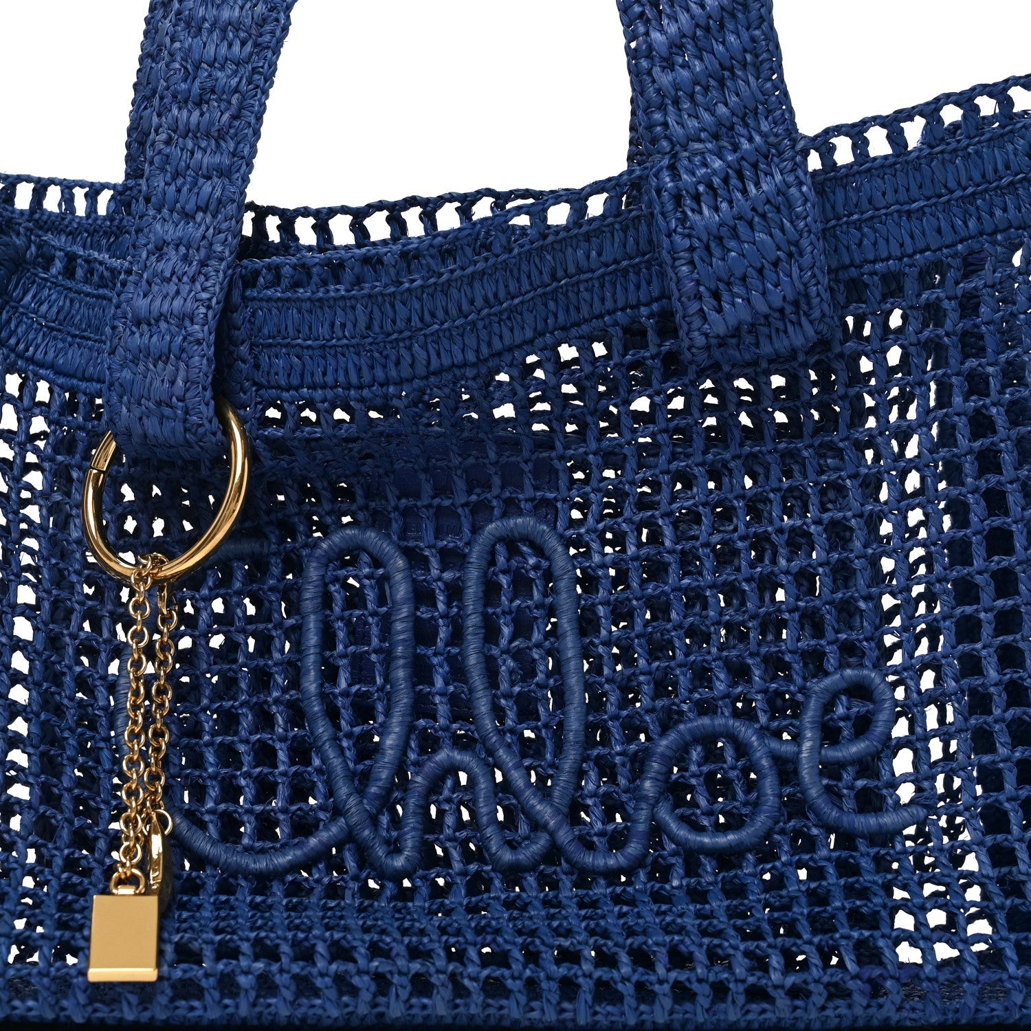 Raffia Summer Banana East West Tote Ashes Blue