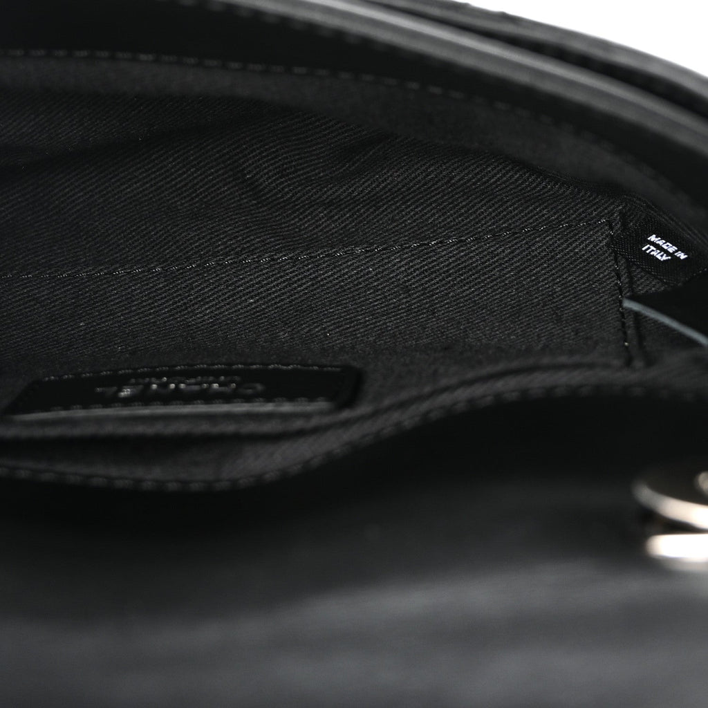 Calfskin Quilted CC Uniform Flap Belt Bag Black