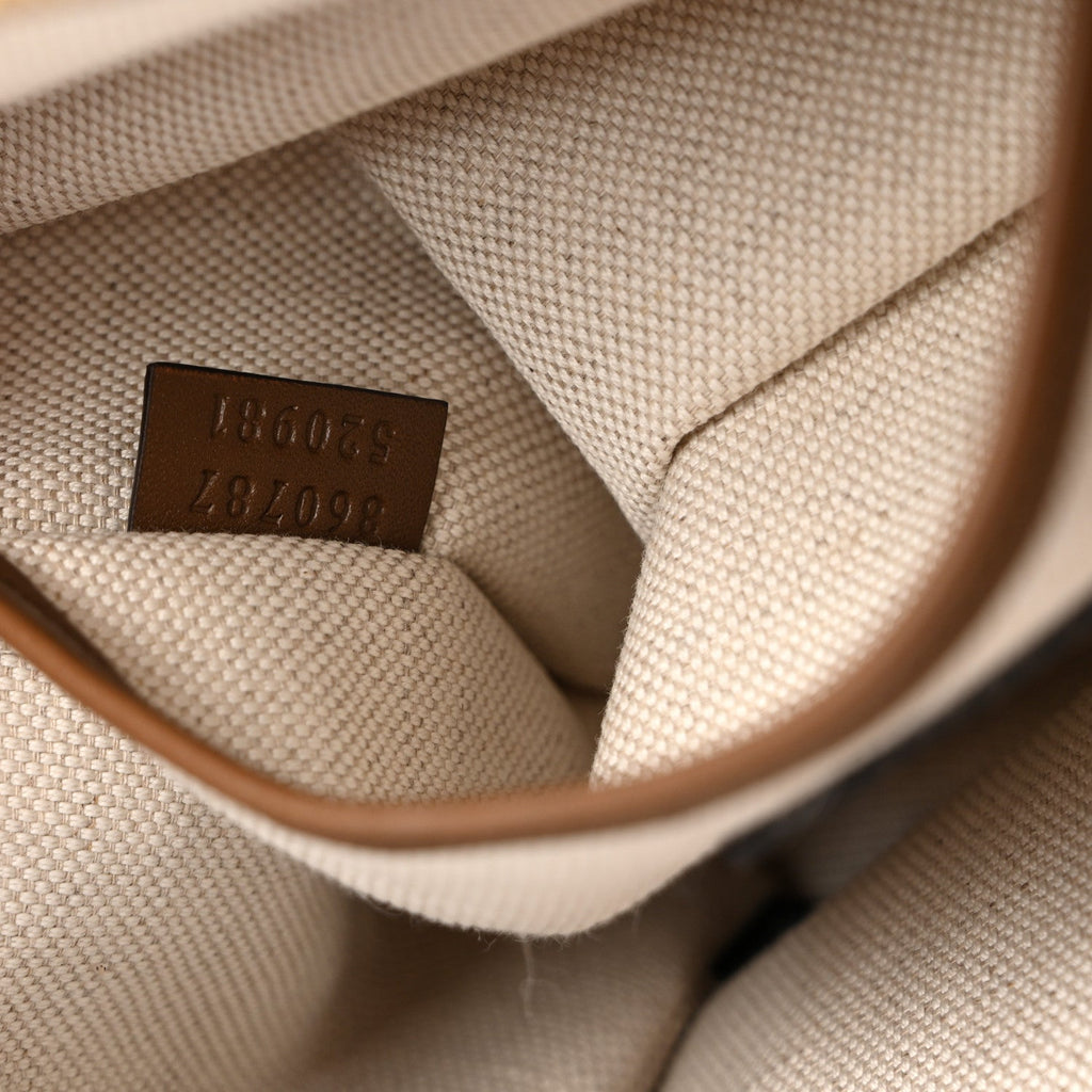 Suede GG Monogram Half Horsebit Medium Shoulder Bag Brown