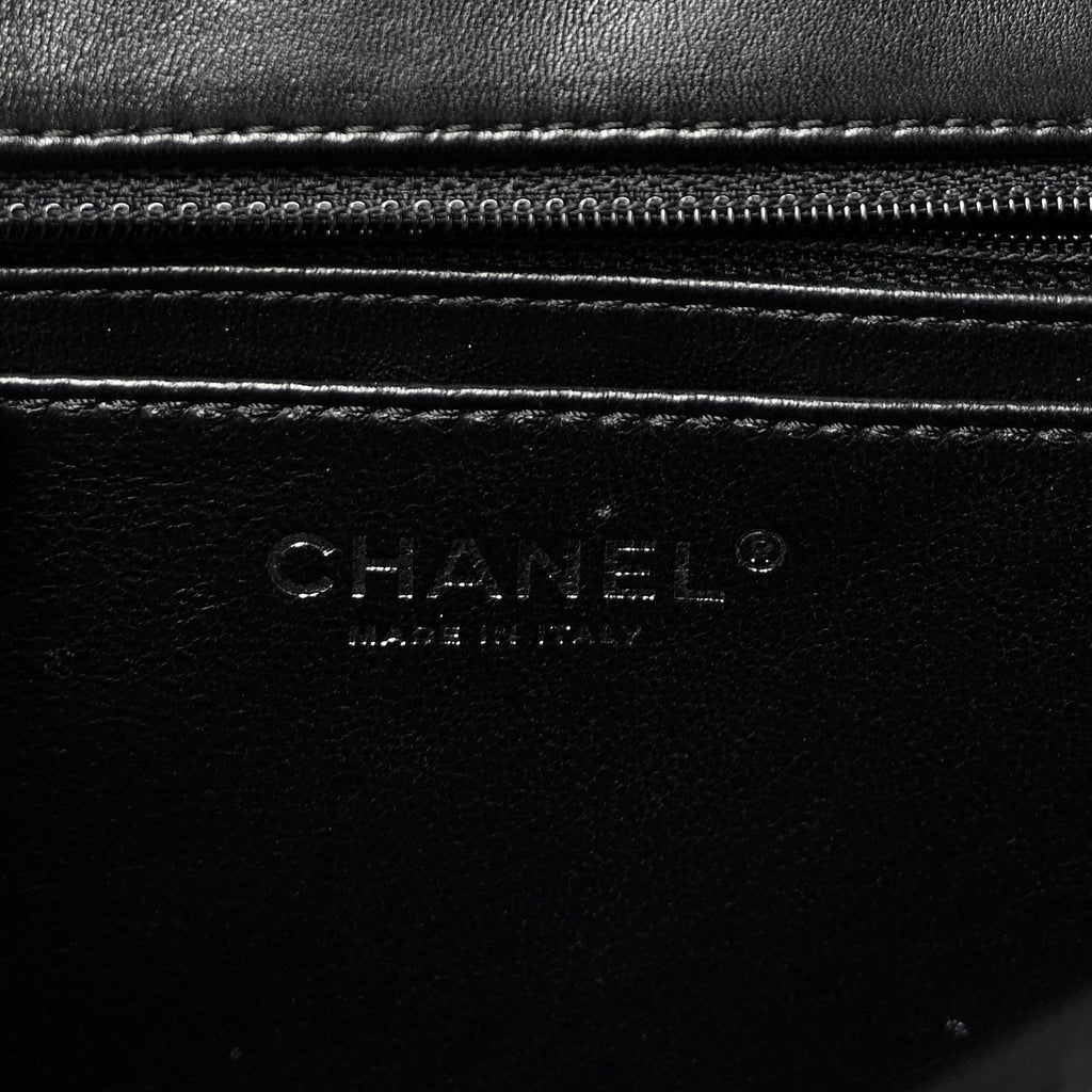 Patent Quilted Jumbo Single Flap Black