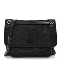 Crinkled Lambskin Matelasse Monogram Medium Niki Chain Satchel Dark Green
