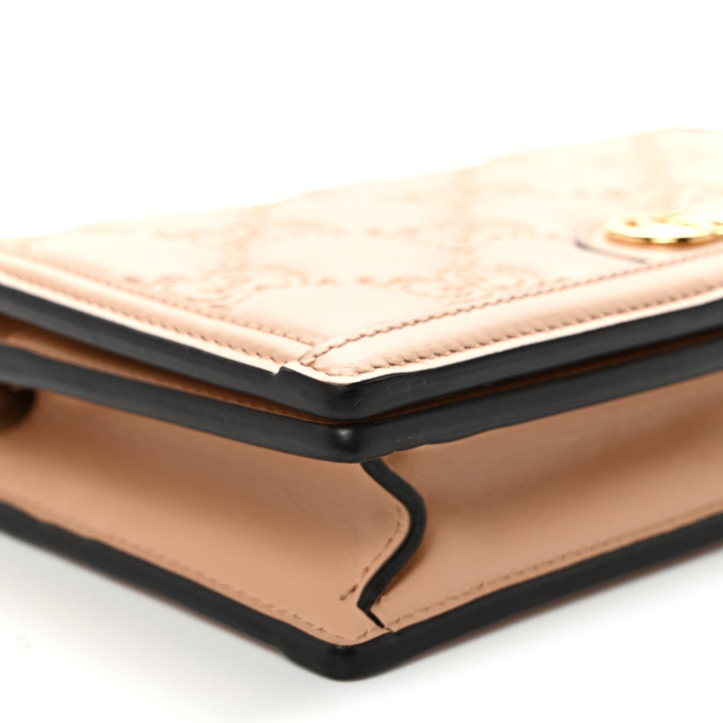 Calfskin GG Matelasse Chain Wallet Perfect Pink