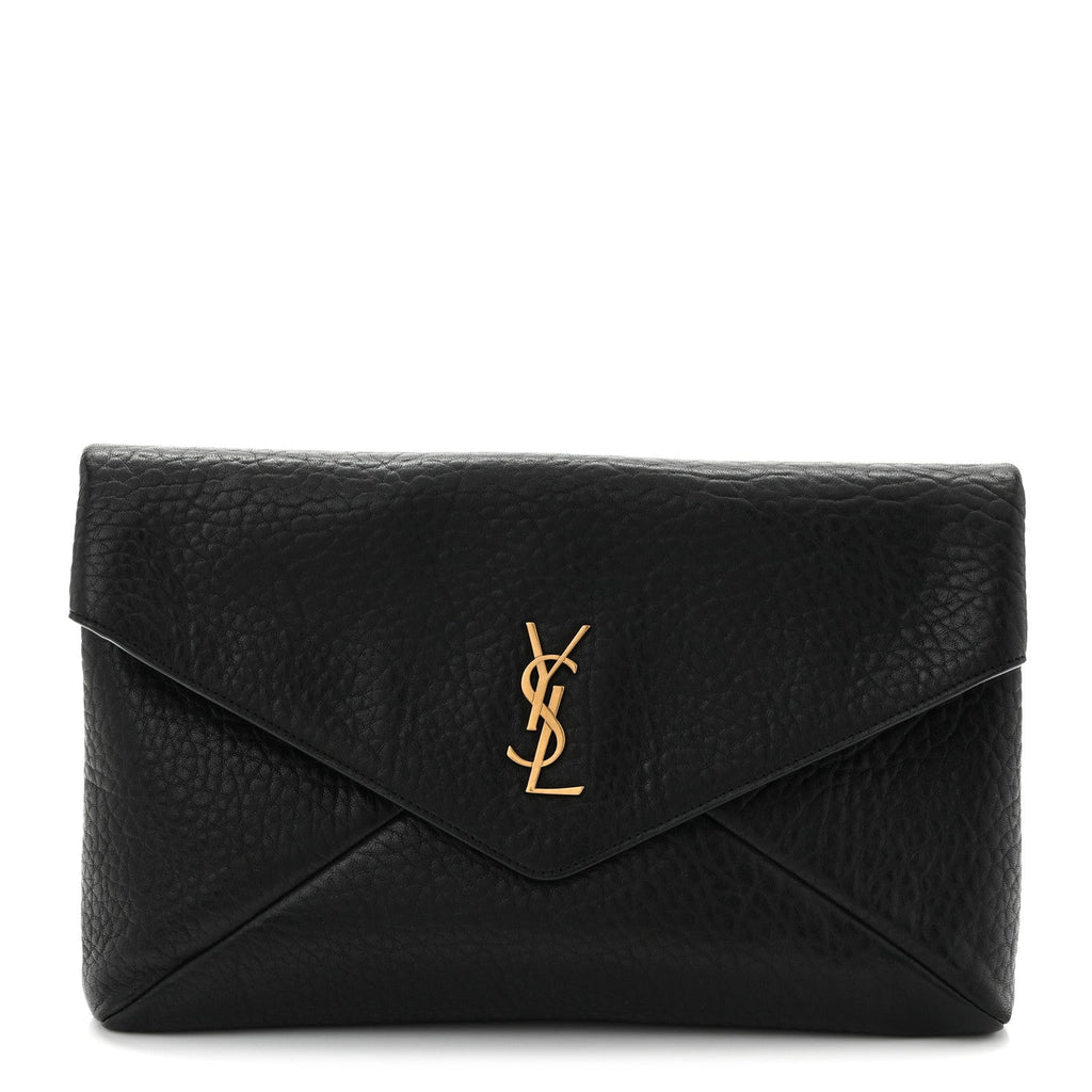 Grained Lambskin Cassandre Envelope Pouch Black