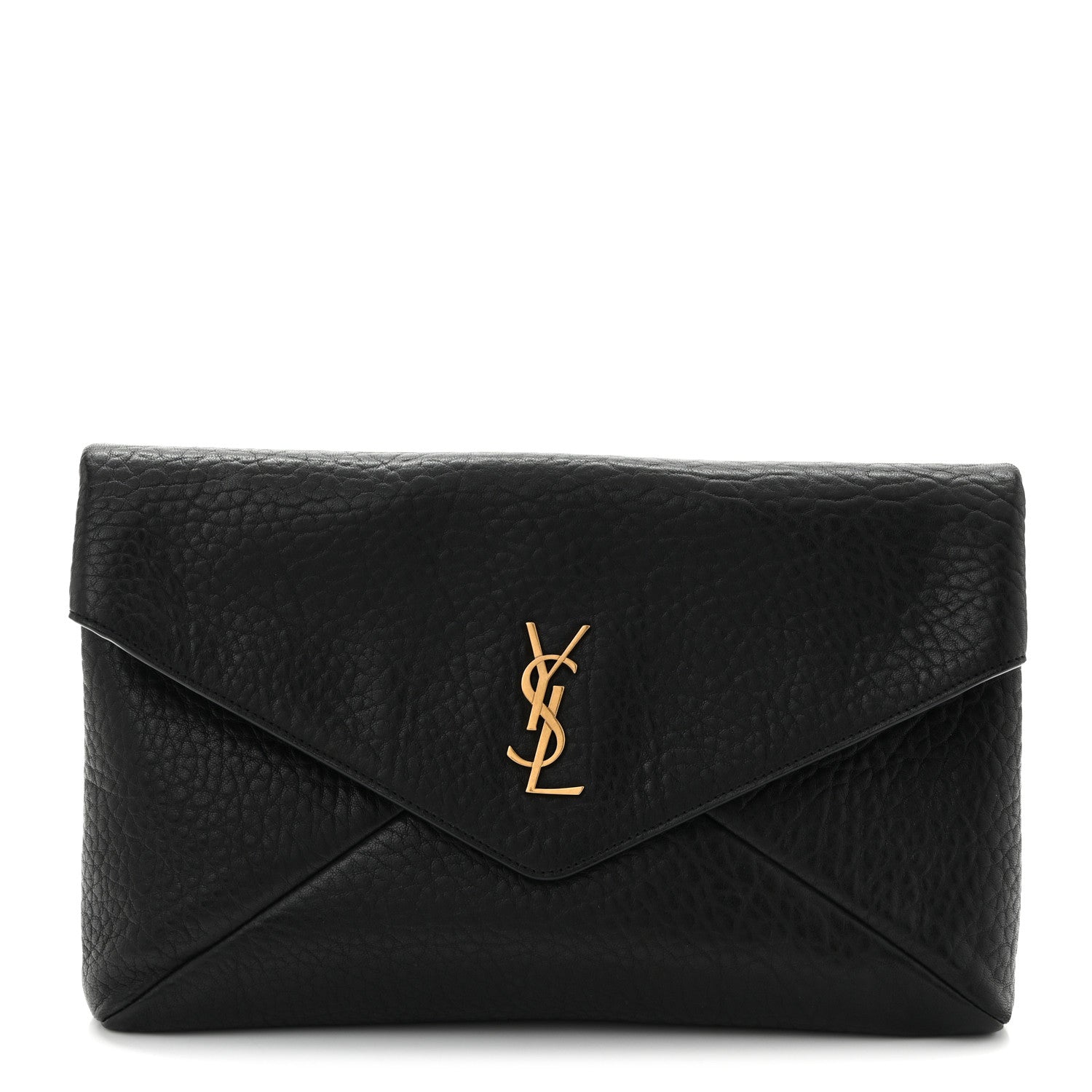 Grained Lambskin Cassandre Envelope Pouch Black