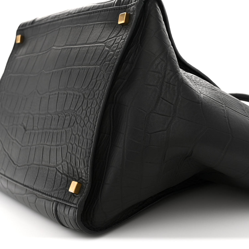 Crocodile Embossed Calfskin Medium Phantom Luggage Black