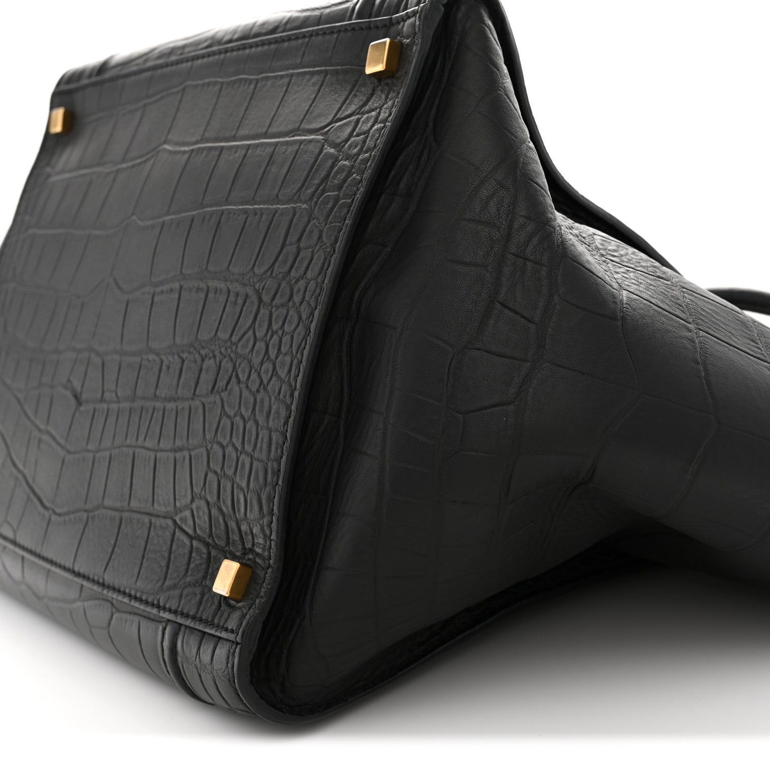 Crocodile Embossed Calfskin Medium Phantom Luggage Black