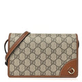 GG Emblem Monogram Wallet With Strap Beige Brown