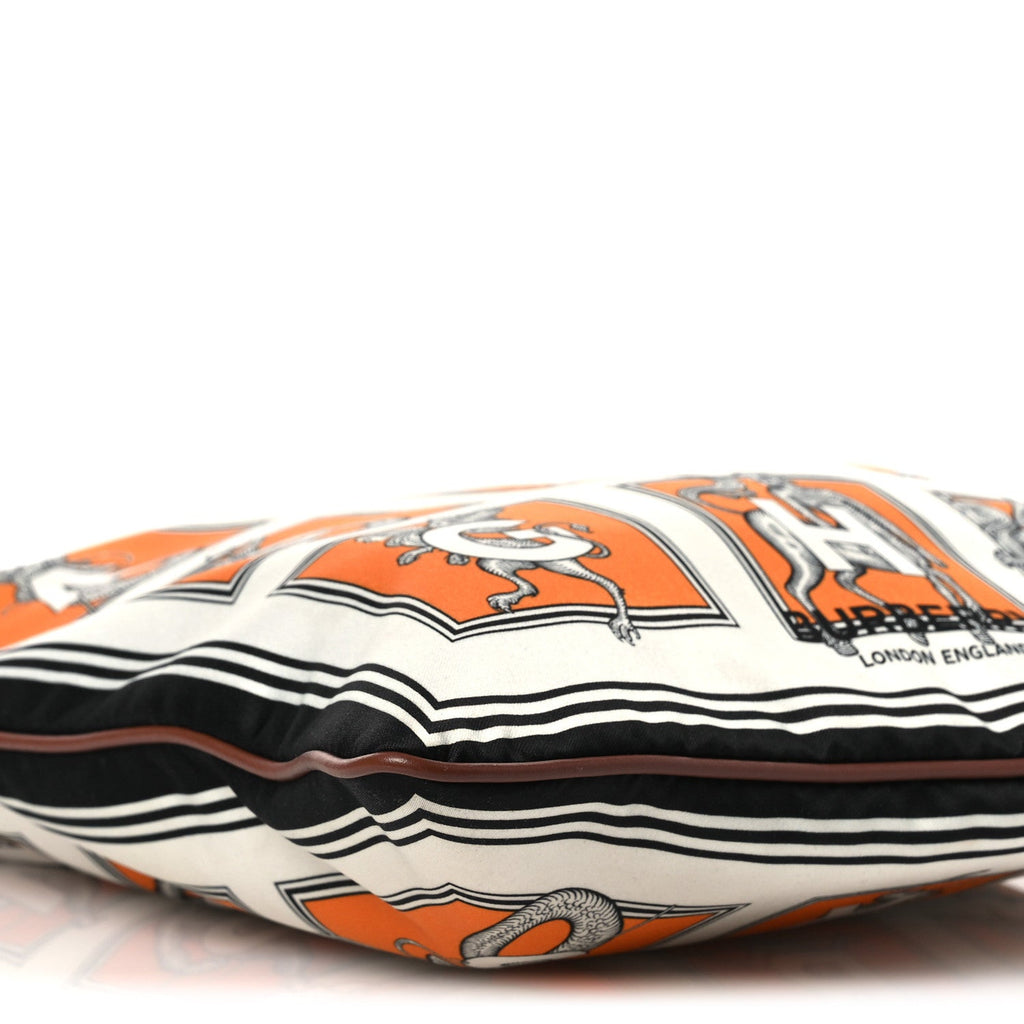 Satin Mythical Alphabet Drawstring Pouch Orange Black White