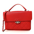 Grained Calfskin Quilted Large CC Box Flap Red