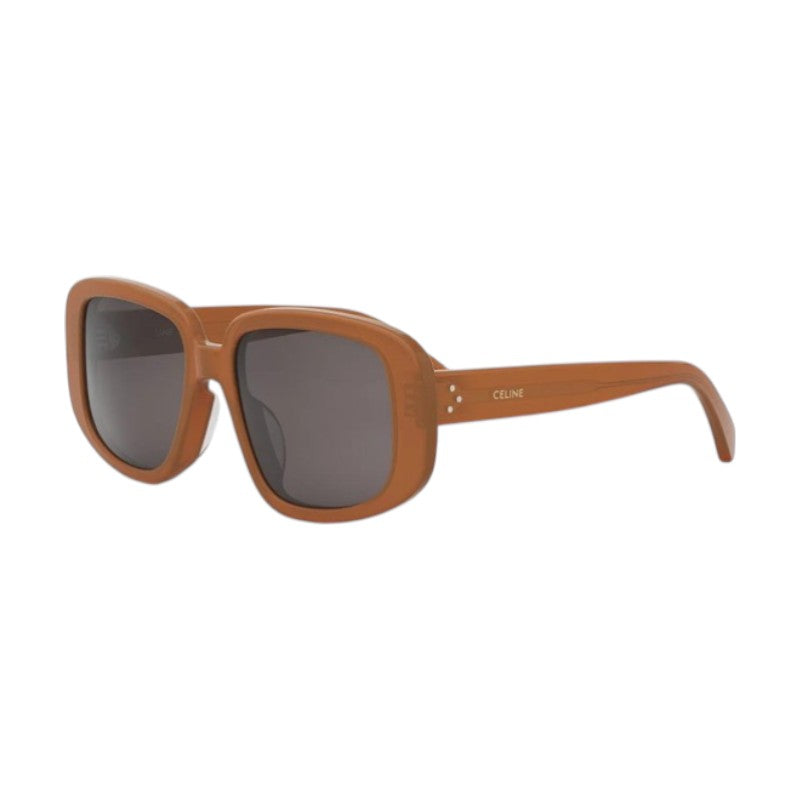 Celine Sunglasses Square Full Rim, Shiny Brown Frame and Grey Lens CL40299U45A