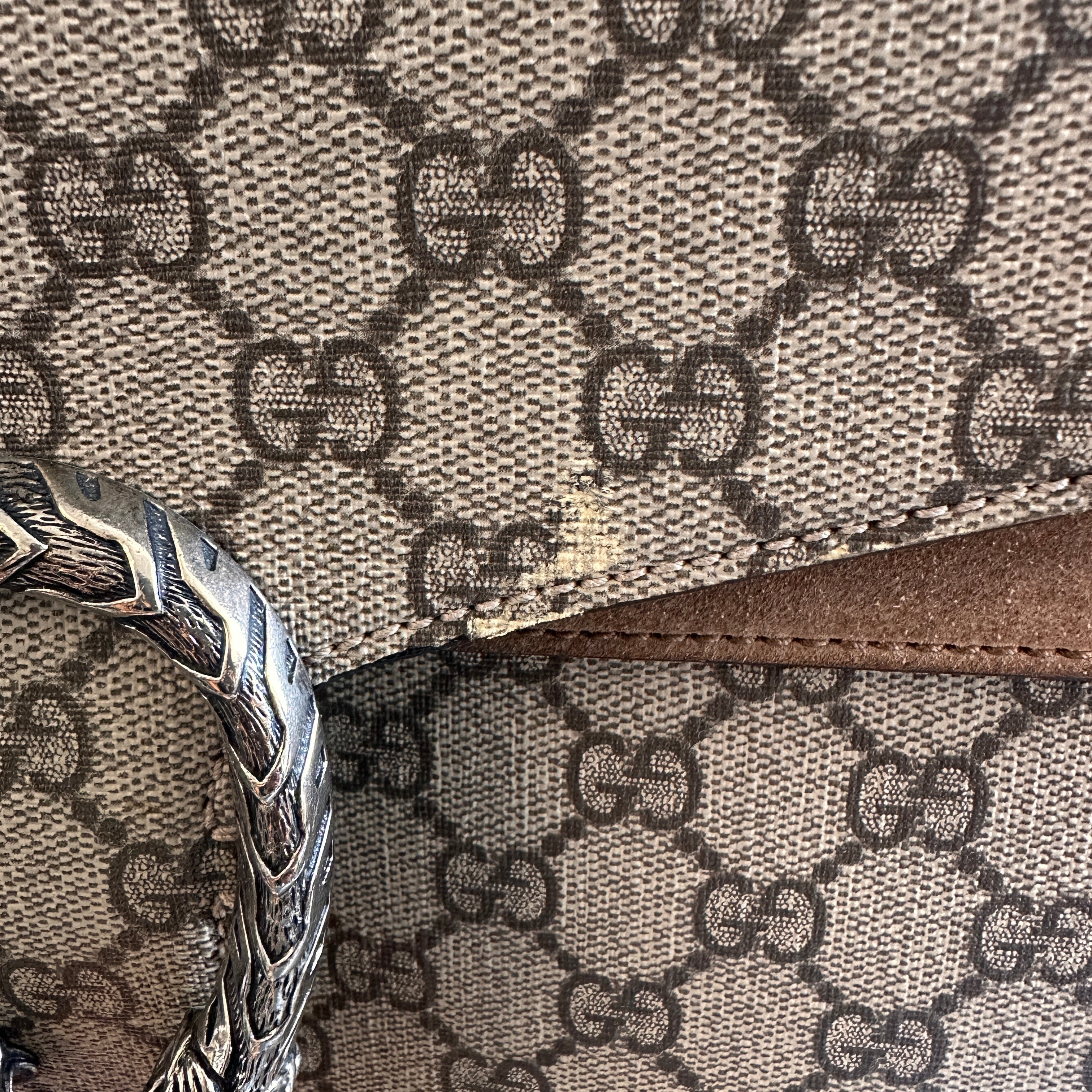 Gucci Dionysus Top Handle Chain Bag Gg Coated Canvas Beige Canvas Shoulder Bag Bag (Authentic  )