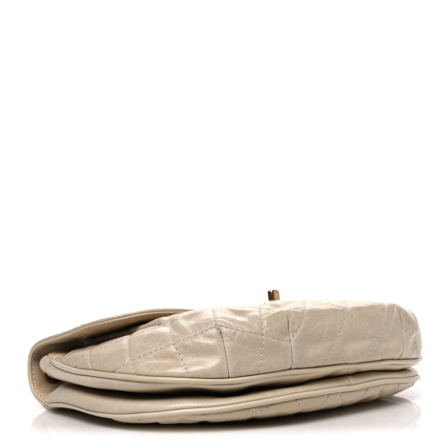 Glazed Calfskin Quilted Medium Bubble CC Flap Beige