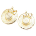 Chanel Straw Hat Ribbon Motif Earrings