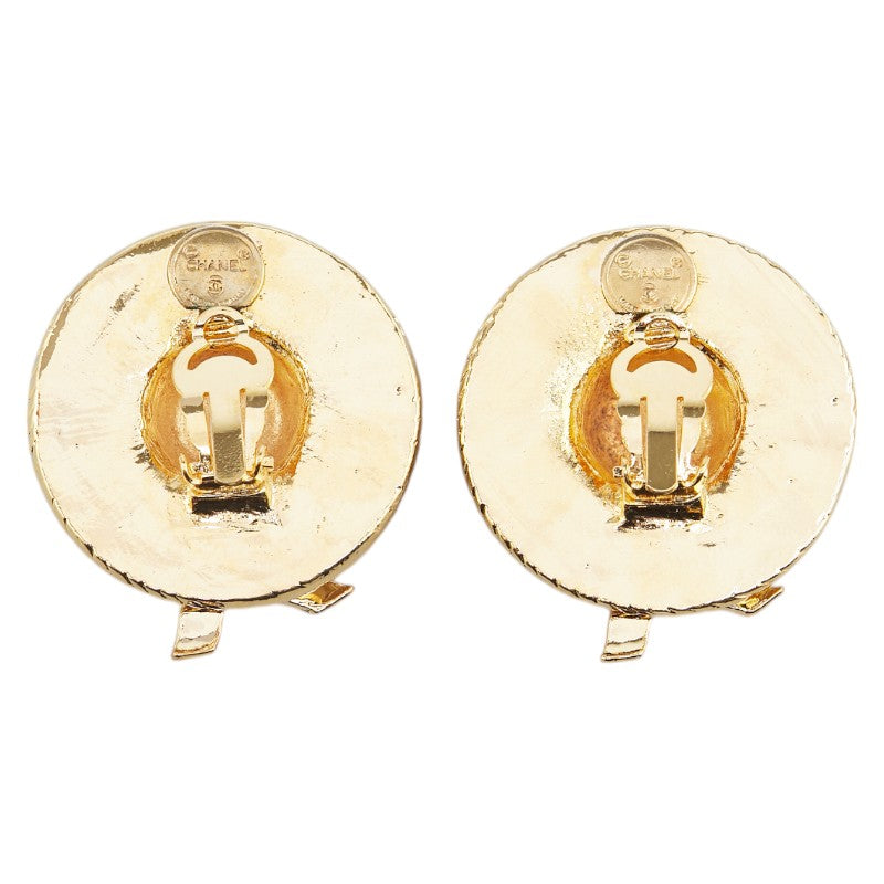 Chanel Straw Hat Ribbon Motif Earrings