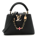 Taurillon Enamel Flower Padlock Chain Capucines BB Black