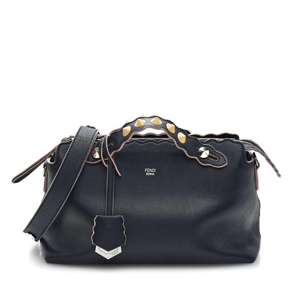 Vitello Dolce Scalloped Studded Medium By The Way Boston Bag Blu Notte